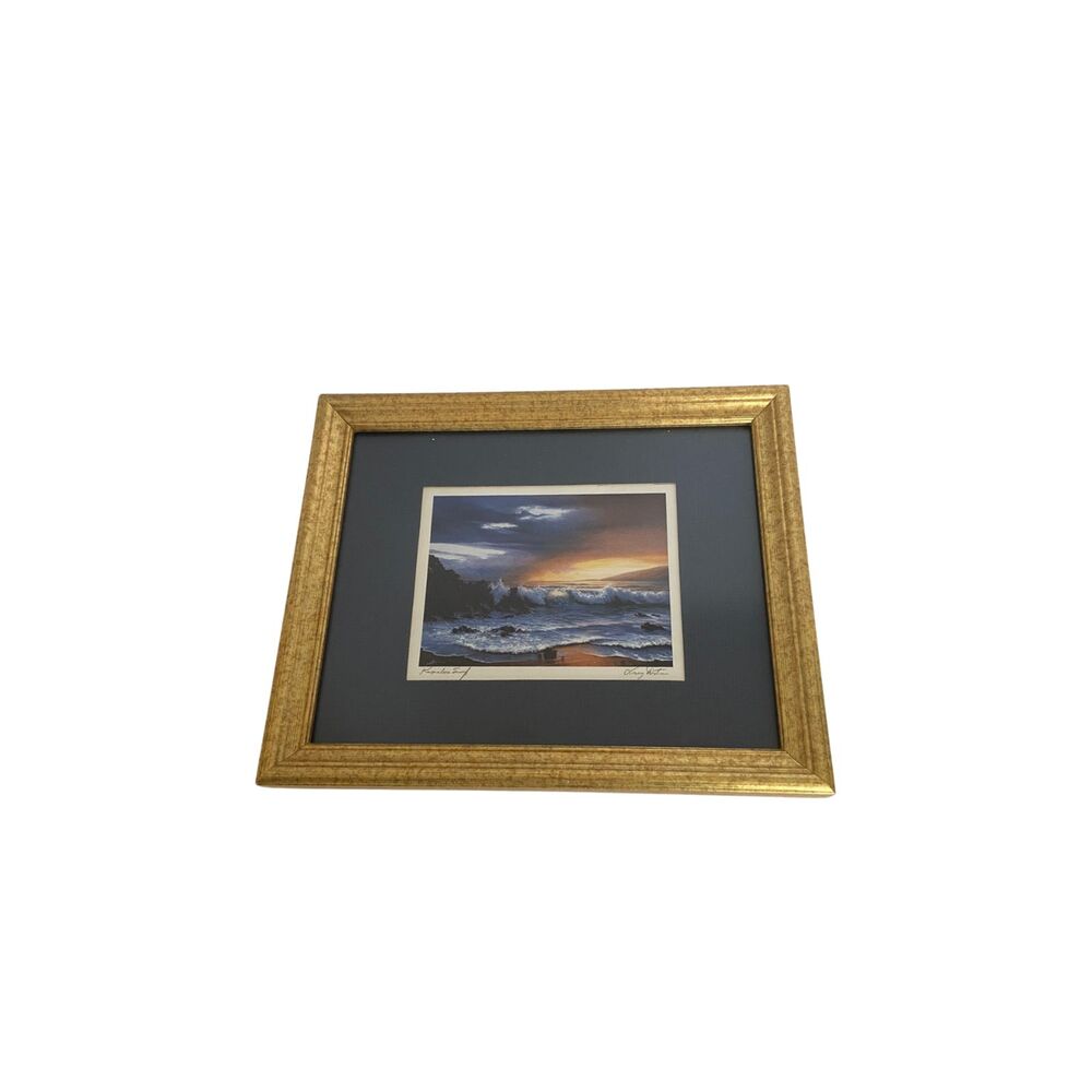 VTG Larry Dotson Signed "Kapalua Surf" Maui Hawaii Framed Art Print